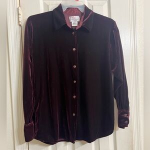 Vintage Marcel Clair Maroon Velvet Button-Up Shirt size S